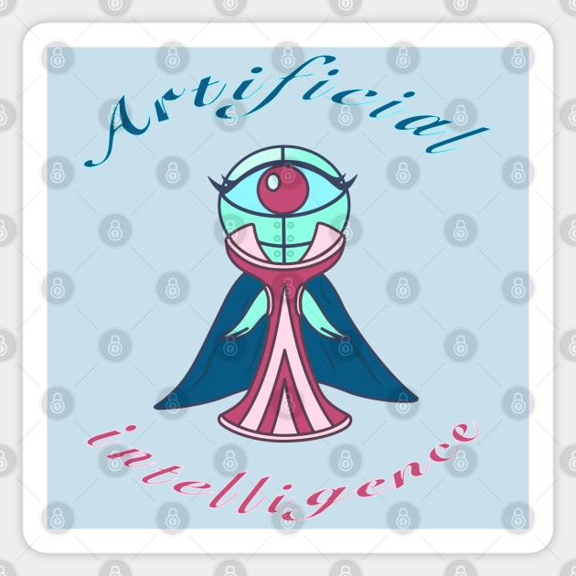 Ms. AI (Artificial Intelligence) - Baby Blue Background Sticker by kinocomart